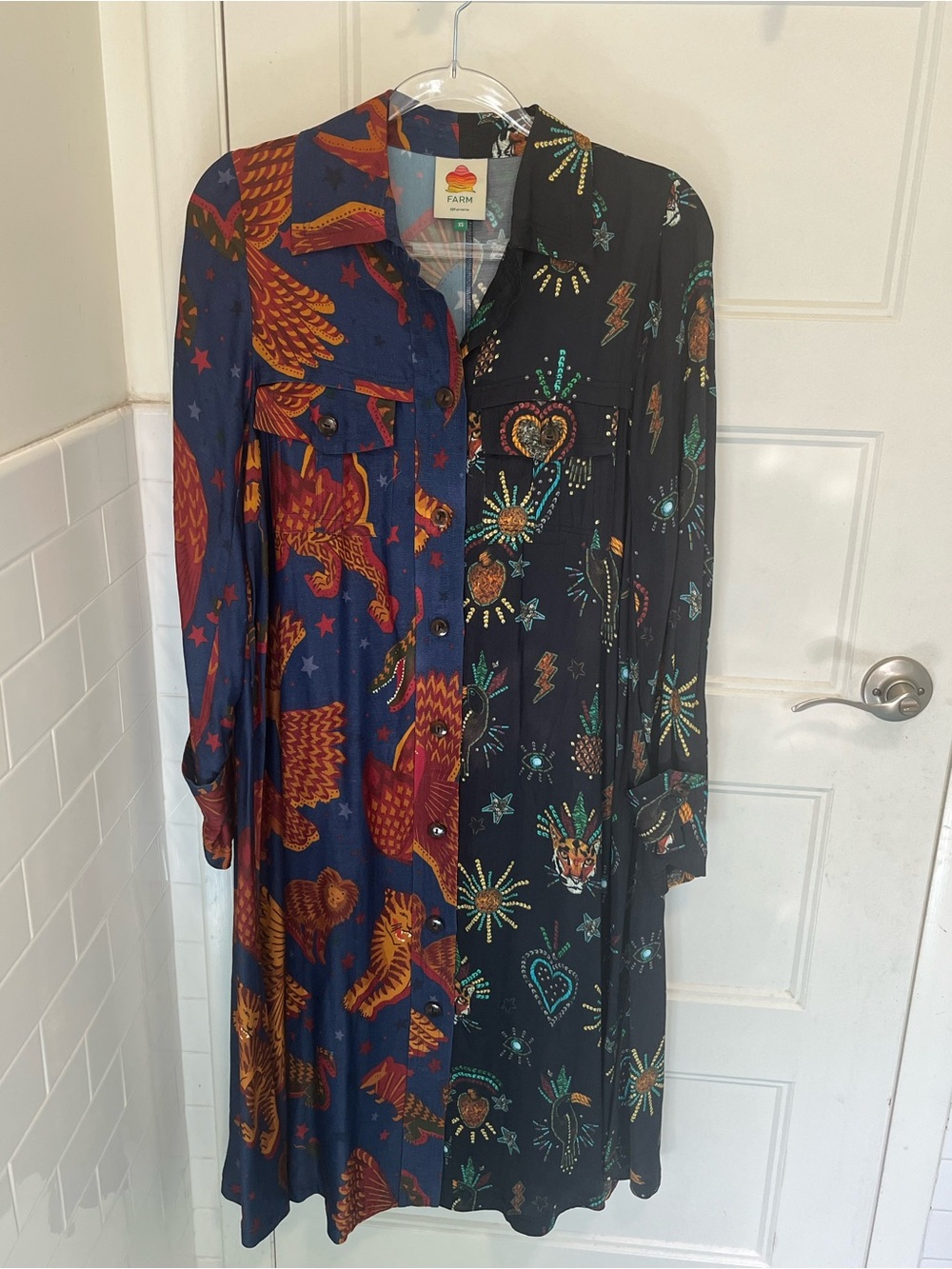 Farm Rio Mixed-Print Shirt Dress